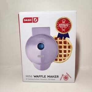 NEW Dash 4" MINI WAFFLE MAKER Dual non-stick cooking surfaces heat evenly Brand